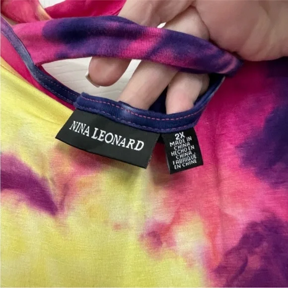 Nina Leonard Multicolor Tie-Dye Dress Size 2X - Picture 4 of 5